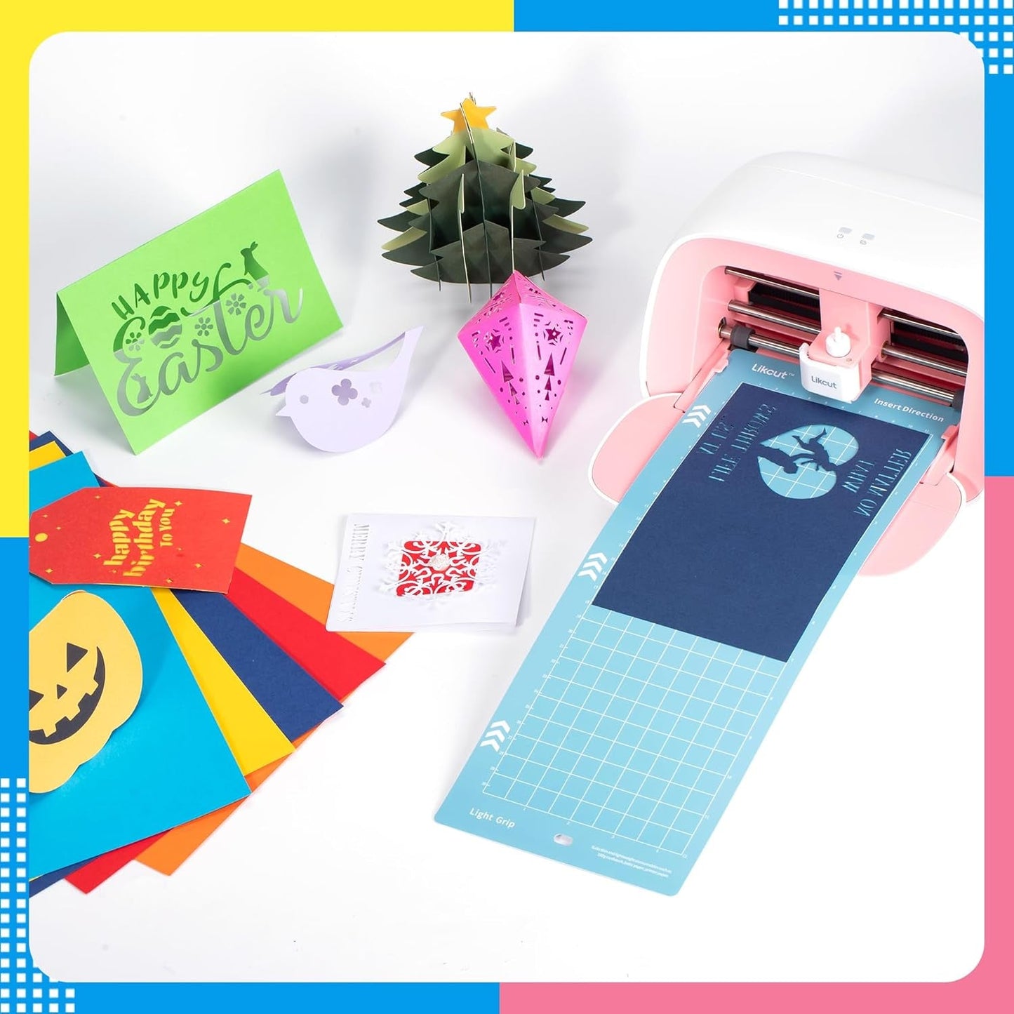 Glee S501 Vinyl Cutting Machine, Likcut 10 Colors Cardstock Paper 20 Sheets