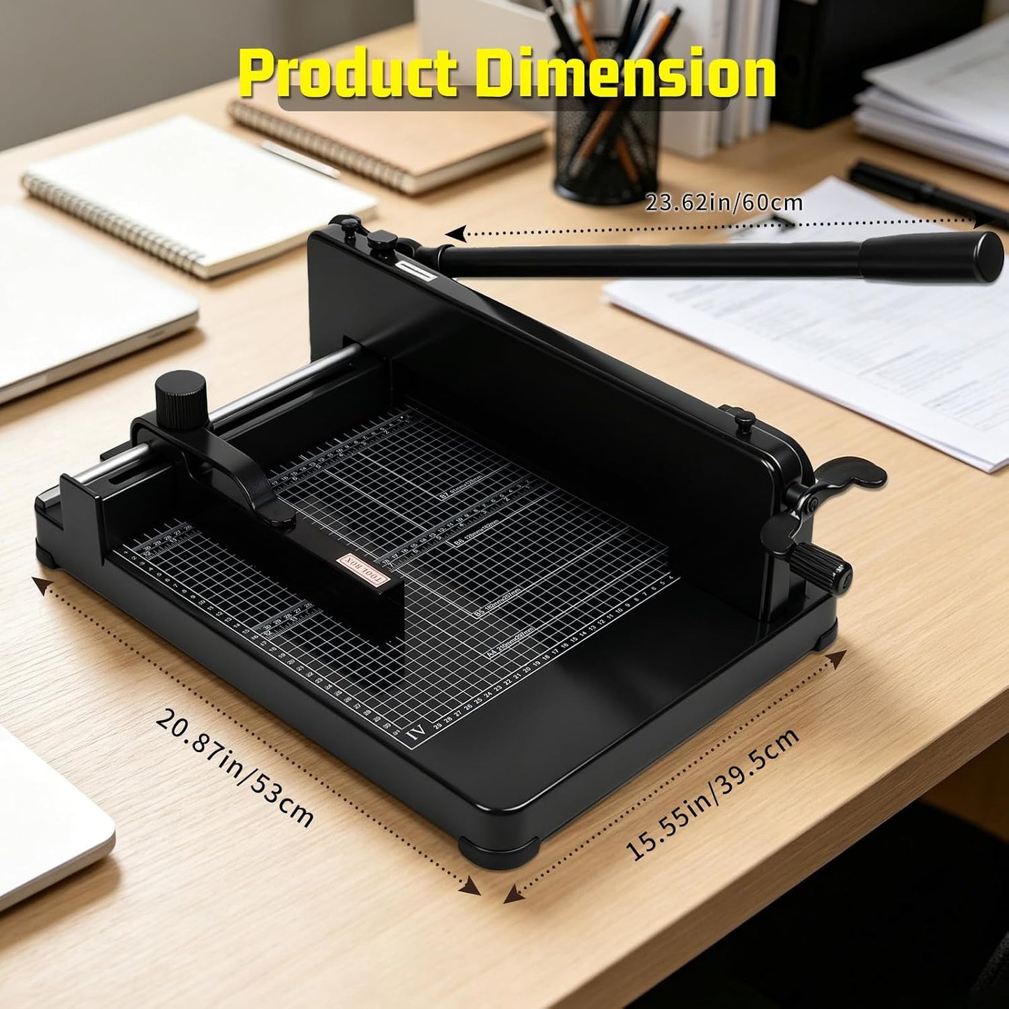 Vagbstu Guillotine Paper Cutter Heavy Duty 400 Sheet Capacity,Solid Steel with HSS Blade,Industrial Commercial Trimmer for Office,School,Print Shop,Safety Lock & Clear Grids (A4-12'' Paper Cutter)