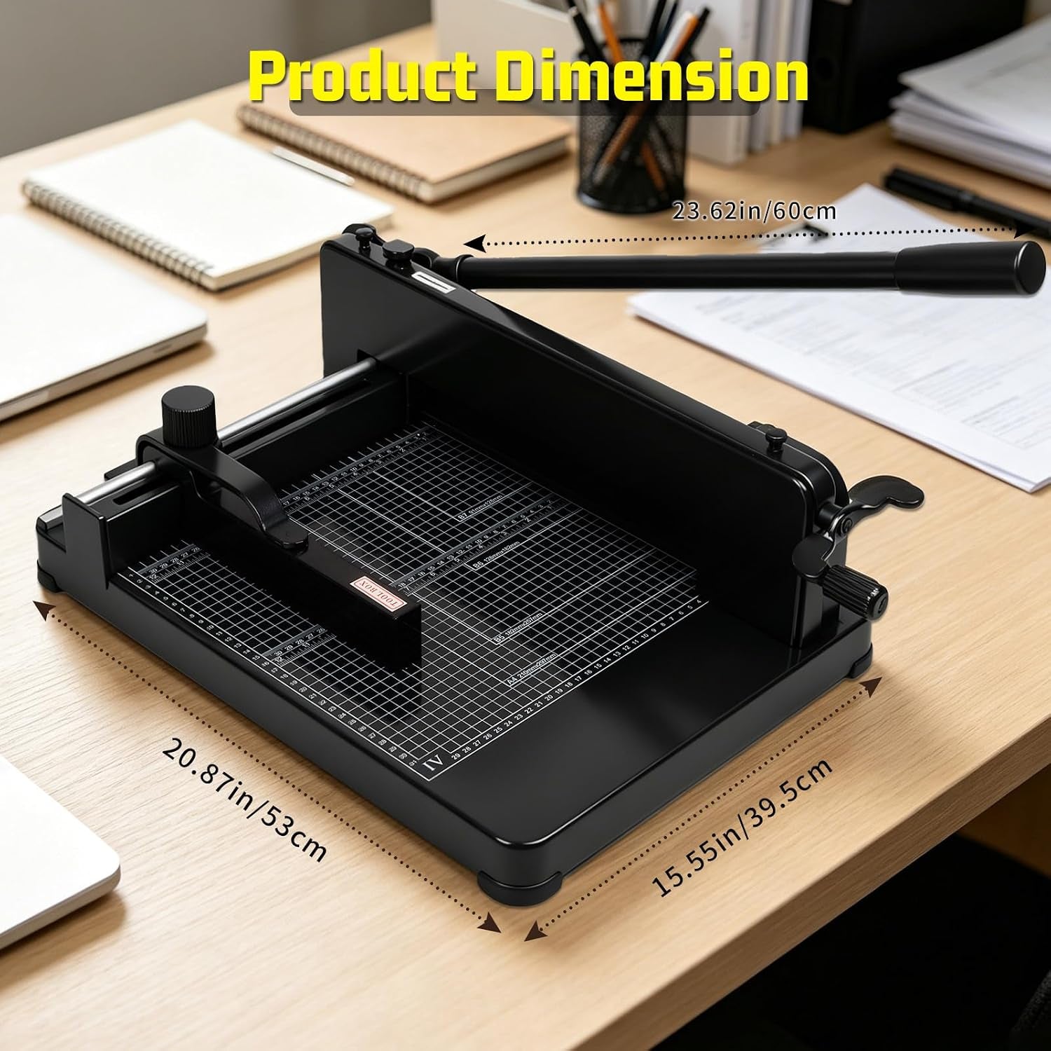 Vagbstu Guillotine Paper Cutter Heavy Duty 400 Sheet Capacity,Solid Steel with HSS Blade,Industrial Commercial Trimmer for Office,School,Print Shop,Safety Lock & Clear Grids (A4-12'' Paper Cutter)
