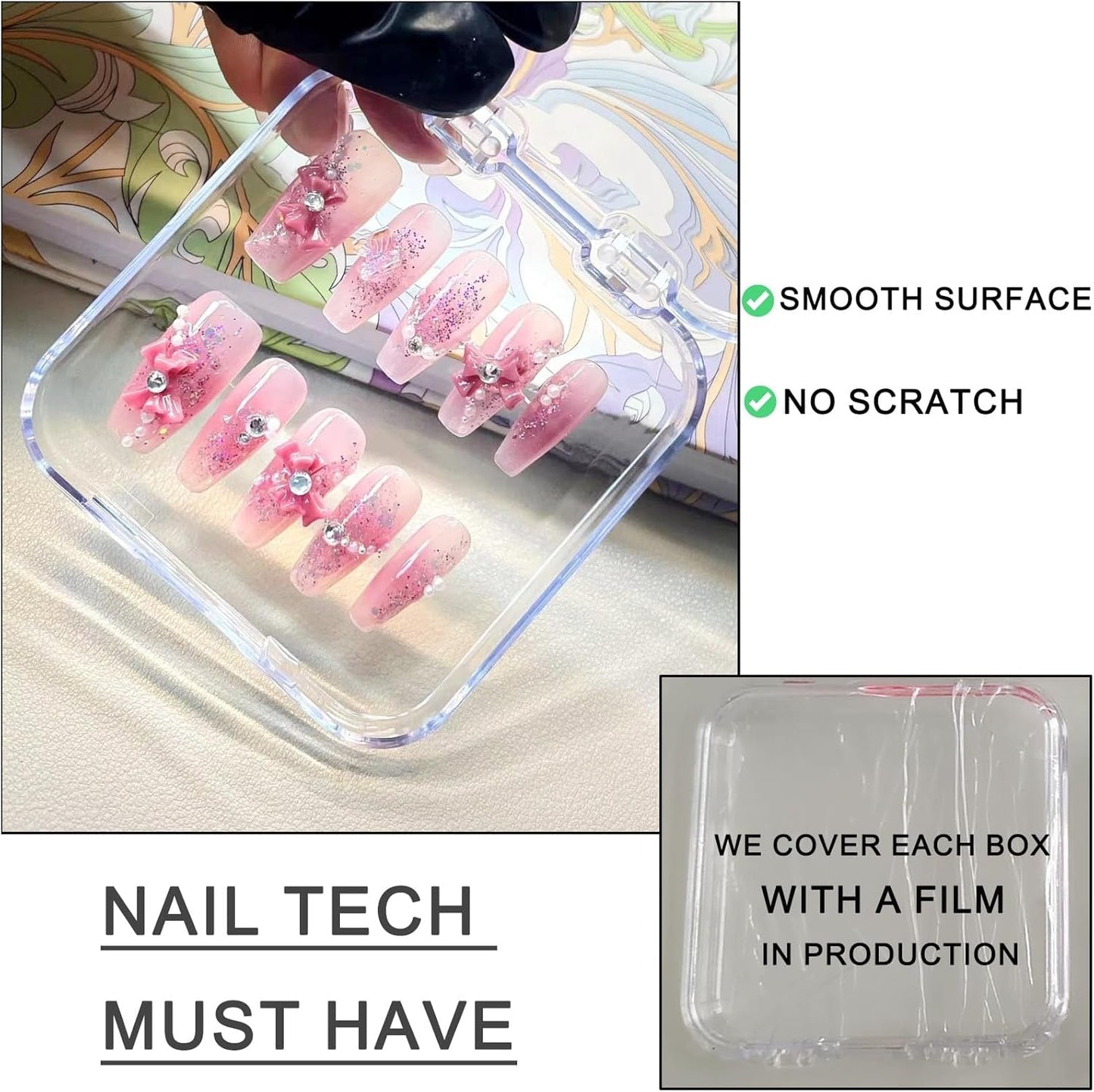 14 Pcs Press on Nail Packaging Box Press on Nail Storage Box for Press Ons with 60 Pcs Adhesive Double Sided Tape for Fake Nail Storage Case Nail Display Nail Salon Supplies Nail Art Nail Business
