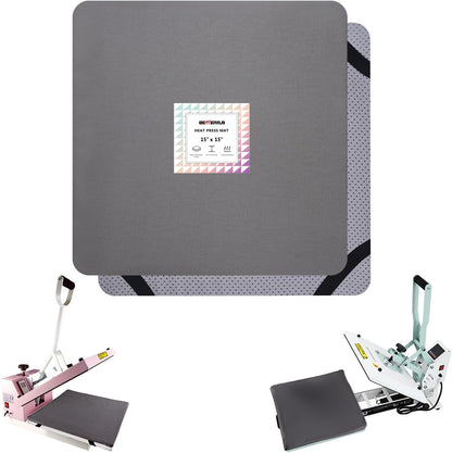 Bettersub Heat Press Mat, 15'' X 15'' Thick Heat-Resistant Foam for Protective Heat Transfer Machine Replacement Pad, Washable Base for HTV Craft Vinyl Ironing Insulation Transfer