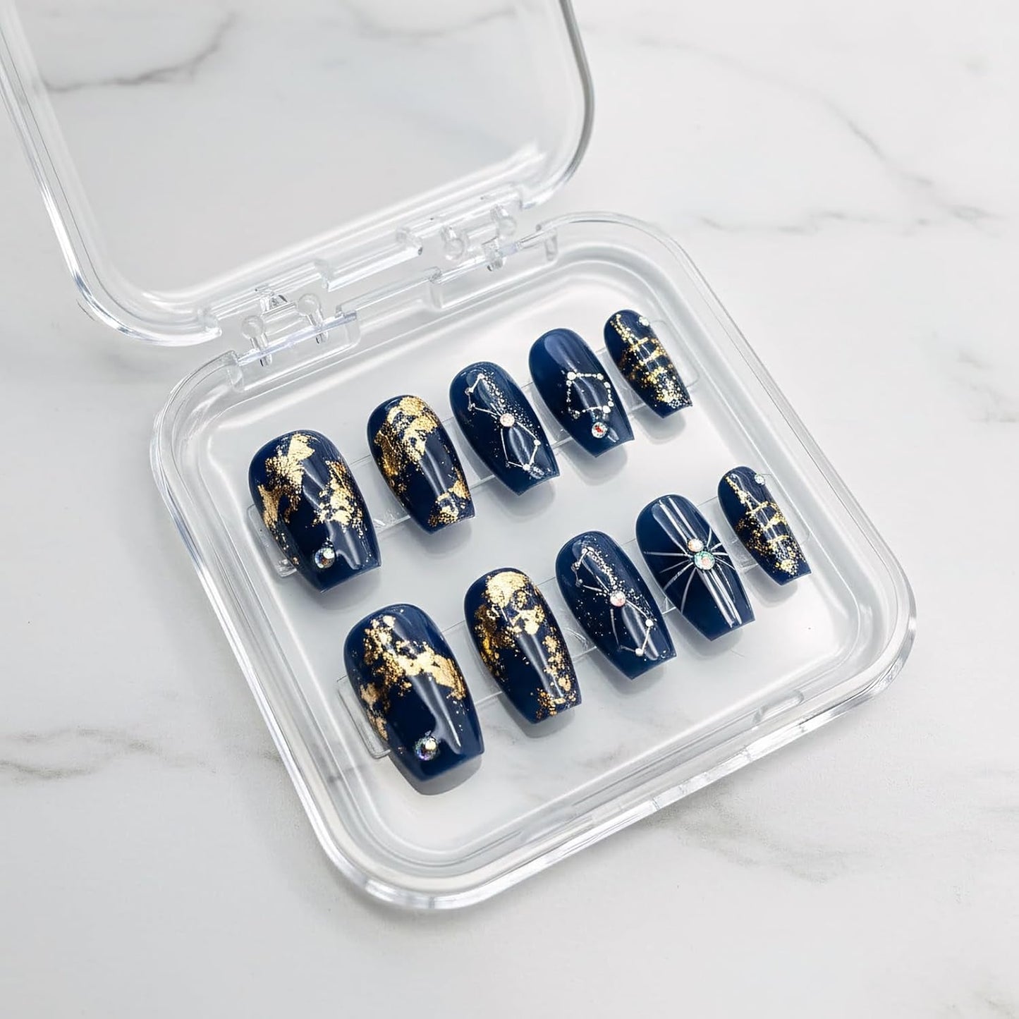 12 Pcs Press on Nail Storage Box with 60 Pcs Double Sided Adhesive Tapes, Nail Packaging Boxes Fake Nail Display Case Crystal Clear Nail Storage Box with Gift Box for Nail Art Business Nail Salon