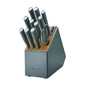 Classic 12-Piece Japanese Steel Knife Block Set with Built-In Knife Sharpener, Charcoal Gray