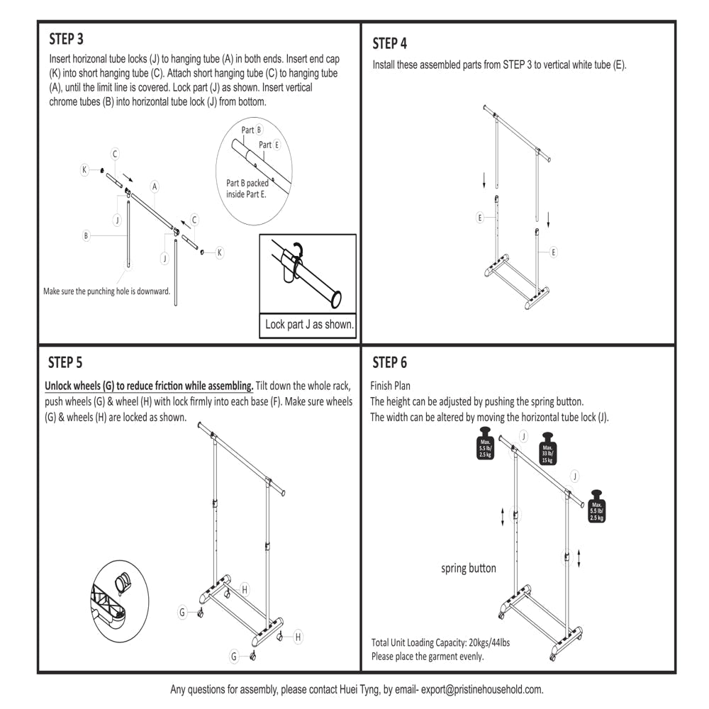 Adjustable Rolling Garment Rack Metal Chrome, White, 84-121Wx44Dx123.5-163Hcm