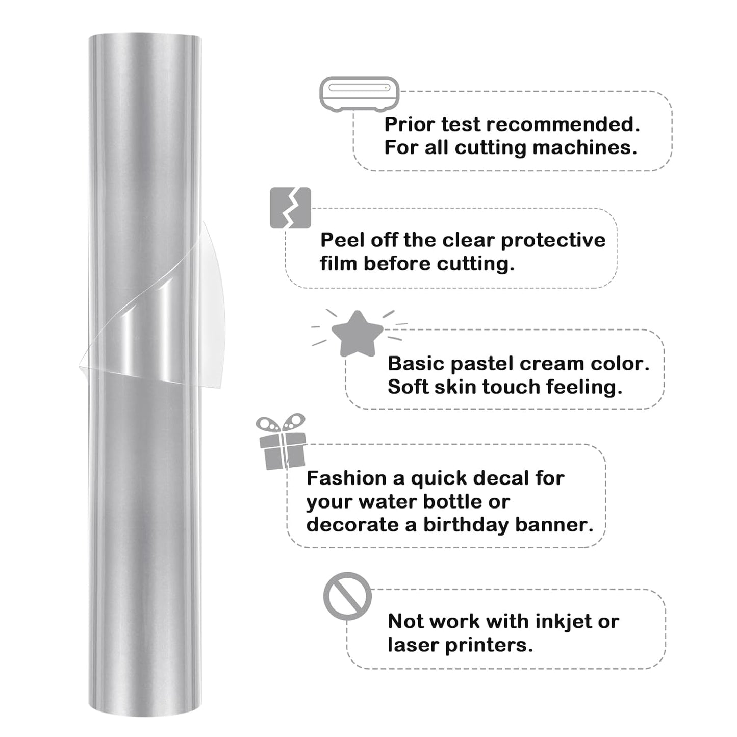 001 Vinyl Glossy Permanent Adhesive Vinyl for Craft Decal Projects 12" X 10Ft, Glossy Silver