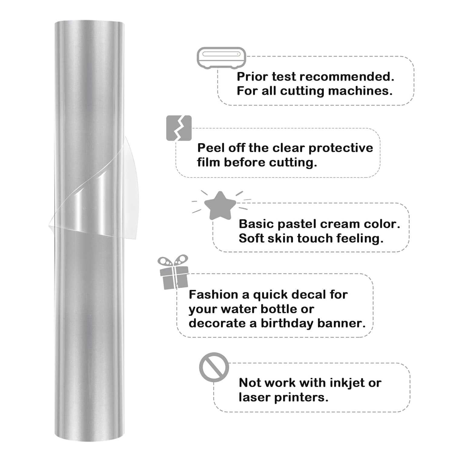 001 Vinyl Glossy Permanent Adhesive Vinyl for Craft Decal Projects 12" X 10Ft, Glossy Silver