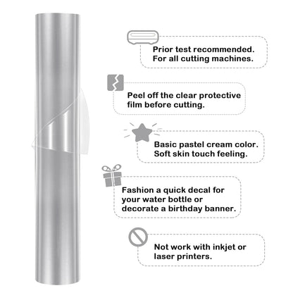 001 Vinyl Glossy Permanent Adhesive Vinyl for Craft Decal Projects 12" X 10Ft, Glossy Silver