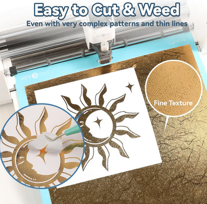 Textured Metallic Permanent Vinyl 12" X 6FT & 100 Sheets Printable Vinyl Sticker Paper