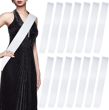 15Pcs White Sashes Blank Satin Sublimation Sash for Pageants to Decorate Plain 2026 Senior Graduation Birthday Sash for Women Homecoming
