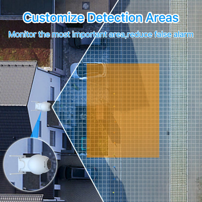 2K Solar Security Camera with Spotlight,  360° View Wireless Outdoor Camera, Waterproof PIR Detection, Rechargeable Battery Powered Home Surveillance Camera with Color Night Vision 2-Way Audio