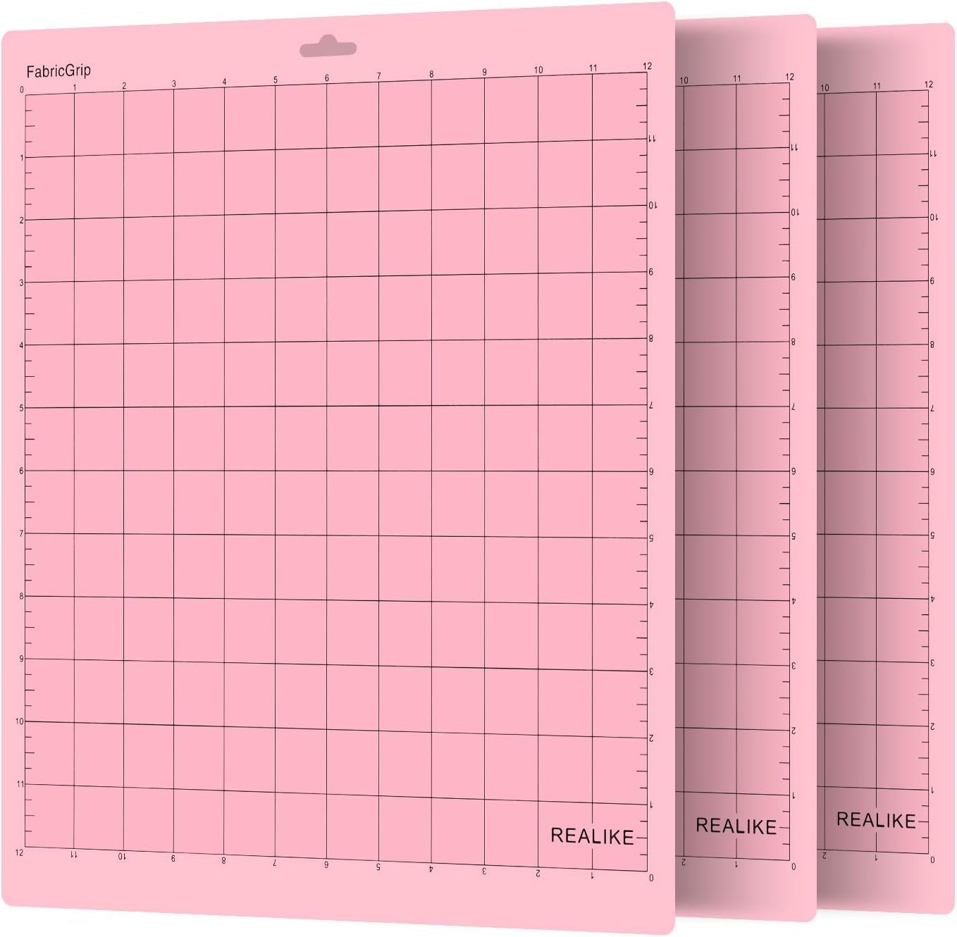 REALIKE 12X12 Fabricgrip Cutting Mat Compatible with Cricut Maker 3/Maker 4/Maker/Explore 3/4/Air 2/Air/One(3 Mats), Fabric Adhesive Sticky Cut Mats for Crafts, Quilting, Sewing and All Arts