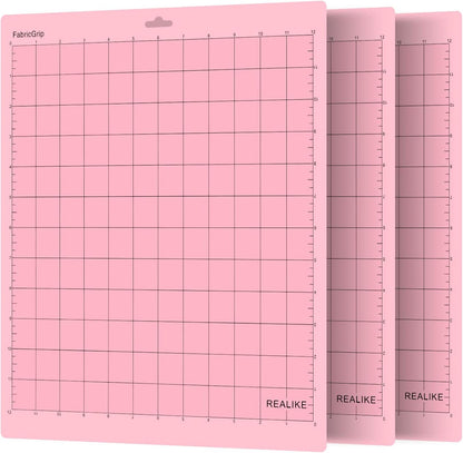 REALIKE 12X12 Fabricgrip Cutting Mat Compatible with Cricut Maker 3/Maker 4/Maker/Explore 3/4/Air 2/Air/One(3 Mats), Fabric Adhesive Sticky Cut Mats for Crafts, Quilting, Sewing and All Arts