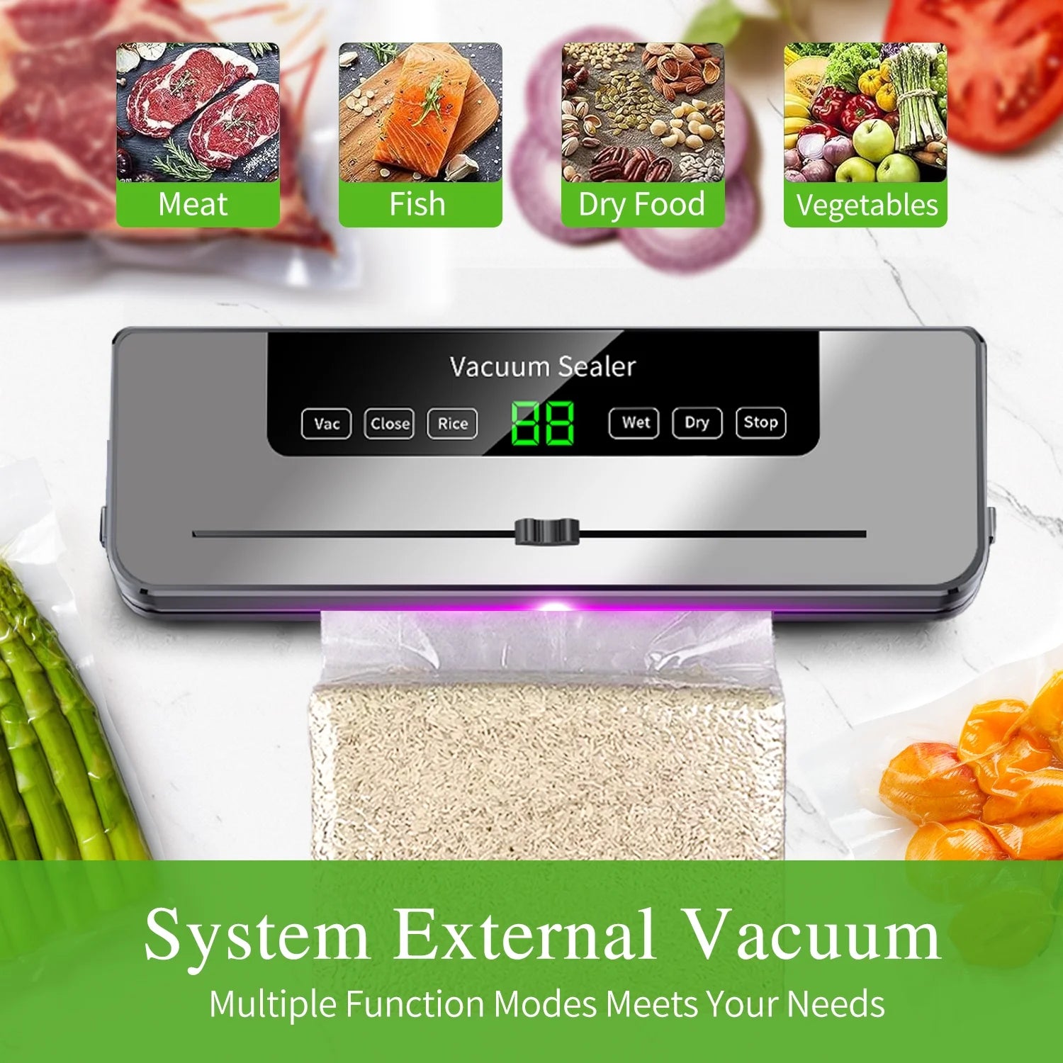 TINANA Cordless Vacuum Sealer Machine, 75Kpa Food Vacuum Sealer with 4000Mah Rechargeable Battery, Portable Food Saver, Dry & Moist Modes, 15 Bags