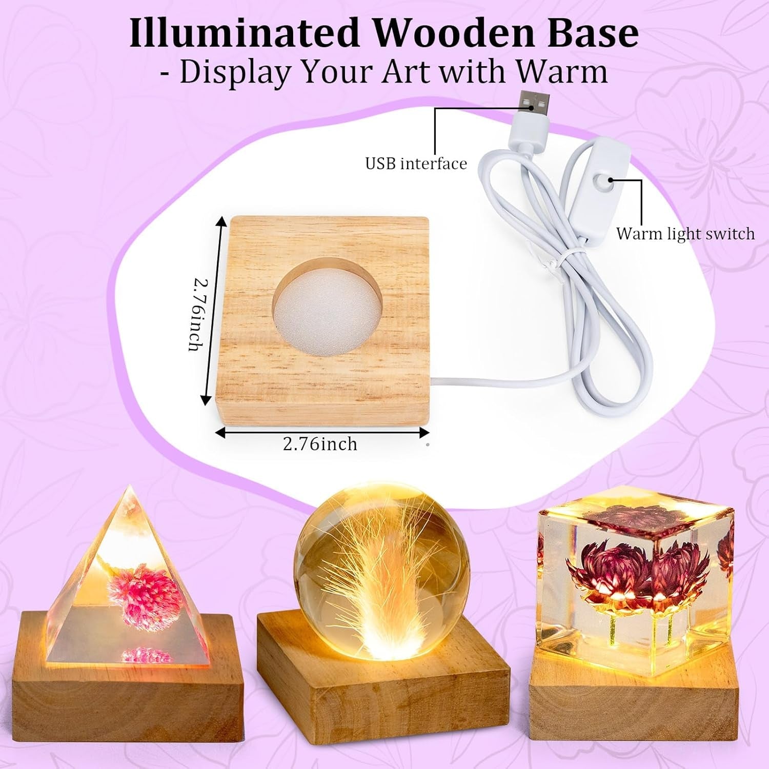 K KERNOWO Epoxy Resin Kit with Light for Beginners, Resin Kit and Molds Complete Set DIY Crafts for Adults Women, Epoxy Set with Vase Mold, 3D Dried Flowers, Measuring Cups and Resins Supplies-20Oz