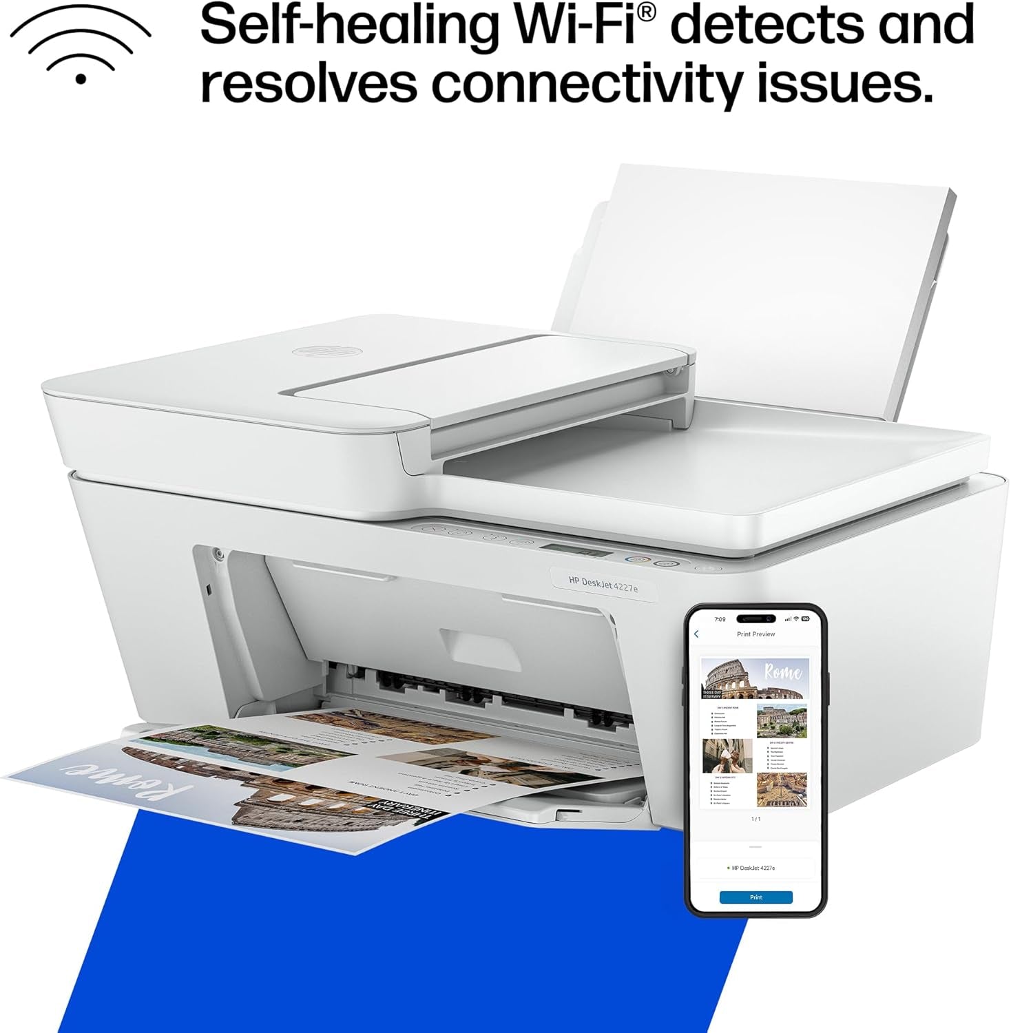 HP Deskjet 4227E Wireless All-In-One Color Inkjet Printer, Scanner, Copier, Best-For-Home, 3 Month Instant Ink Trial Included, Ai-Enabled (6W7F0A)