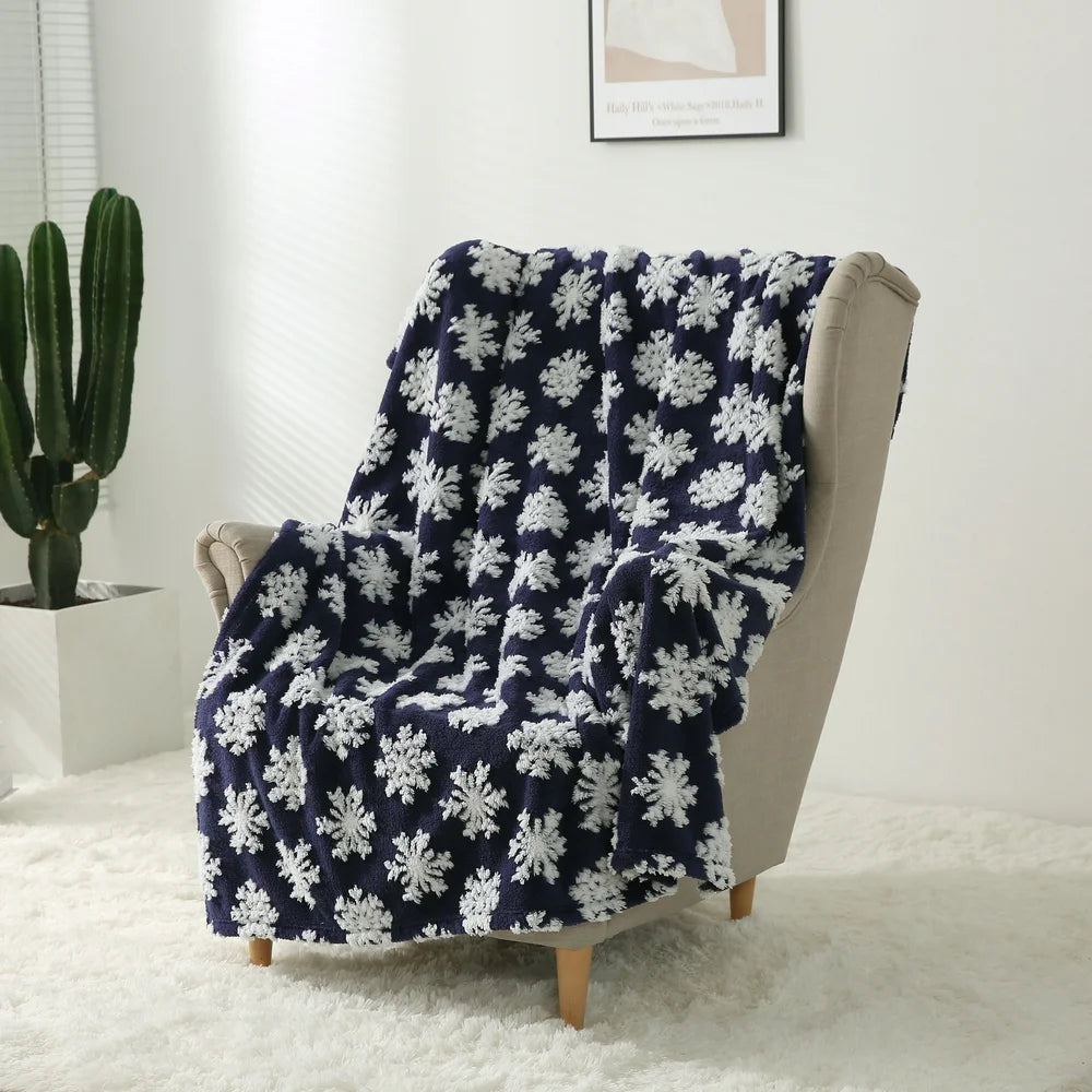 Blue Snowflake Sherpa Throw Blanket, 50"X60", Adult/Teen