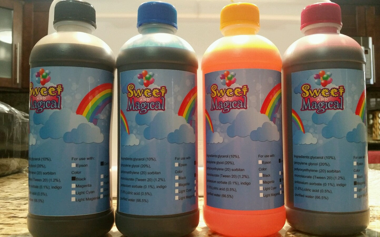 Edible Ink Refill Kit for Canon& Epson Printers 500 Ml Half Liter 4 Bottles