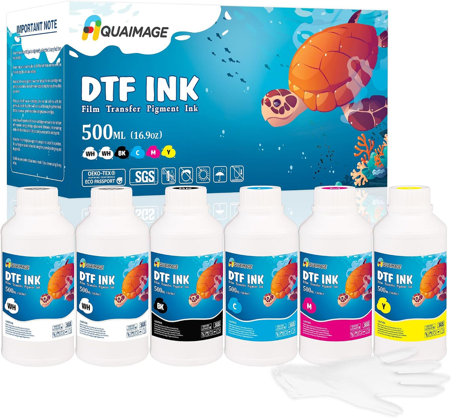 Premium DTF Ink 6000Ml Bulk Set (6×1000Ml) | Compatible with L1800 XP600 DX5 4720 5113 Printers, High Density Clog Resistant, Vibrant Colors & White Ink