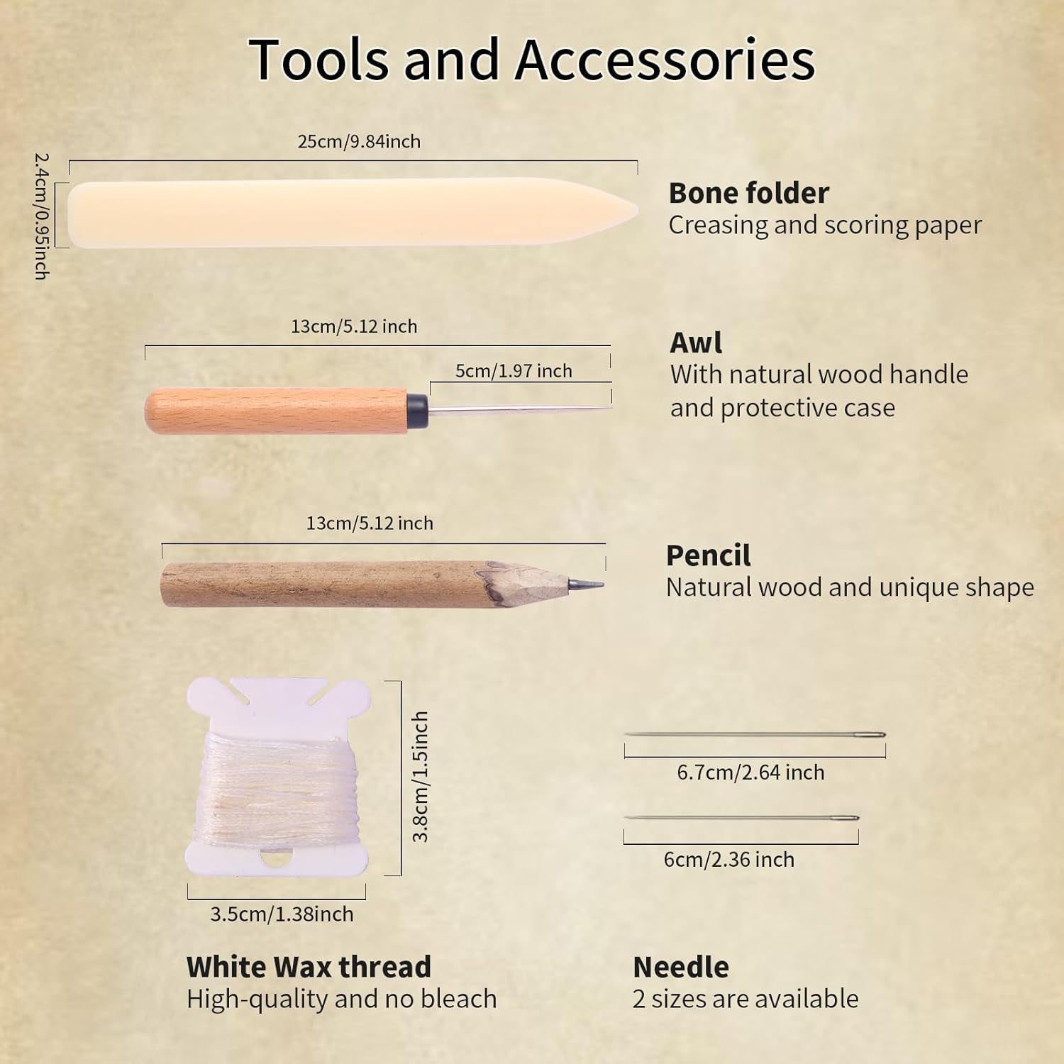 Bamboo Book Binding Kits with an Awl, Book Binding Cradle, Signature Punching Tools with Piercing Guide Book, Book Binding Materials, Bookbinding Supplies for DIY Bookbinding Crafts with Storage