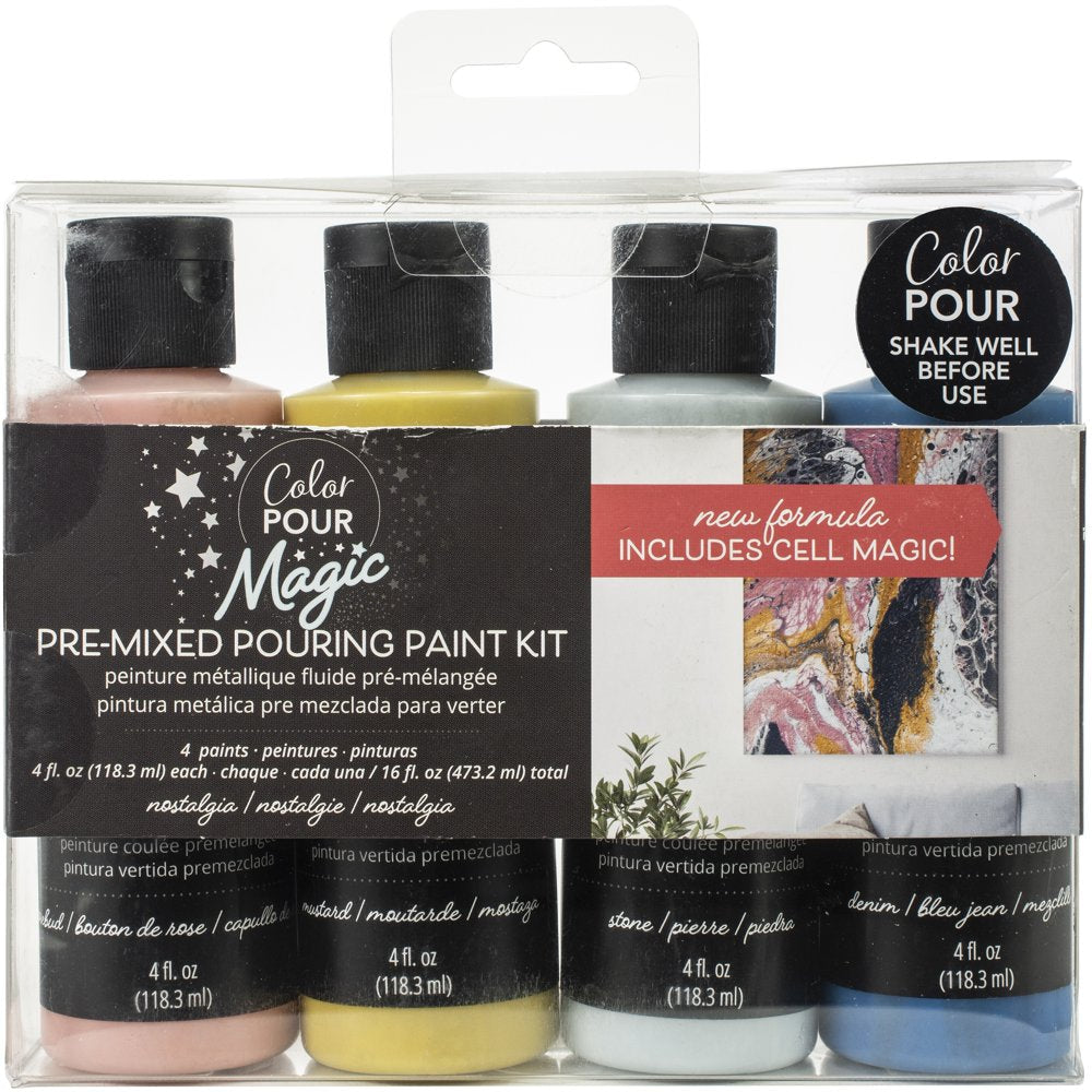 Color Pour Magic Pre-Mixed Paint Kit 4/Pkg-Nostalgia