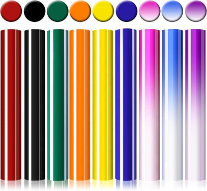 Puff Vinyl Heat Transfer & Color Changing Bundle, 6 Sheets 3D Puff HTV + 3 Sheets UV Color Change Puff Iron on HTV Vinyl for Heat Press T Shirts & Clothes, 9 Colors, 12'X10'