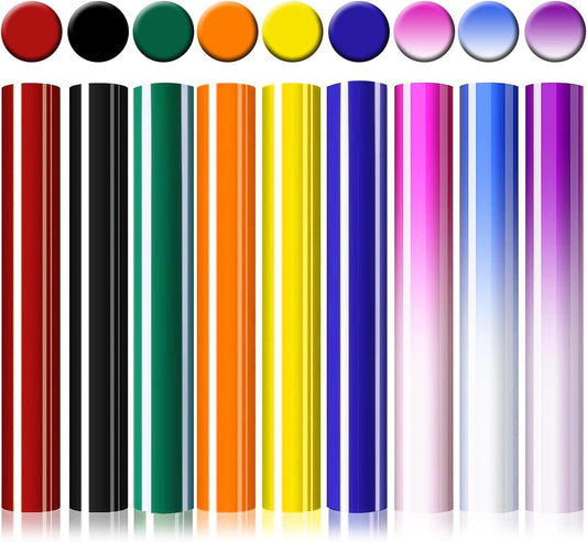 Puff Vinyl Heat Transfer & Color Changing Bundle, 6 Sheets 3D Puff HTV + 3 Sheets UV Color Change Puff Iron on HTV Vinyl for Heat Press T Shirts & Clothes, 9 Colors, 12'X10'