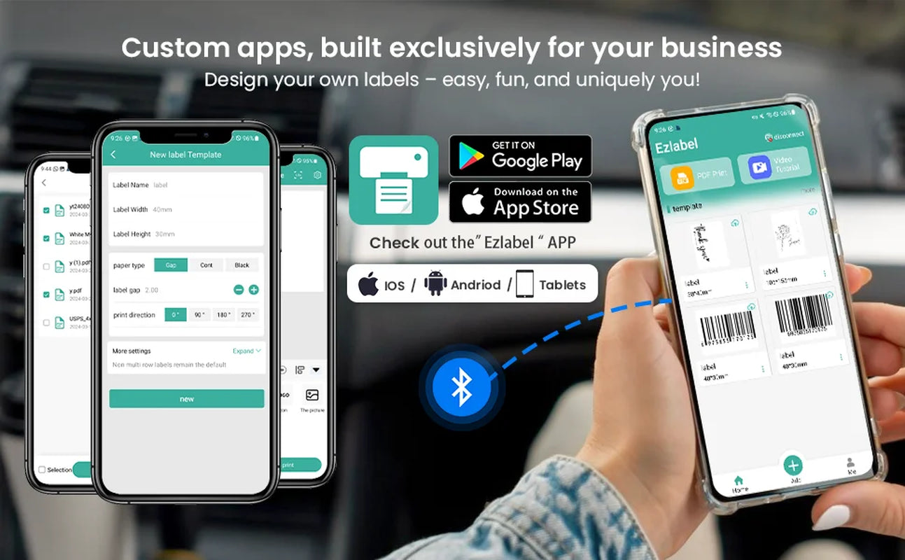 Bluetooth Thermal Shipping Label Printer, Wireless 4X6 Shipping Label Printer for Shipping Packages, Support Android, Iphone and Windows,Compatible with Etsy, Shopify, USPS, Shipstation