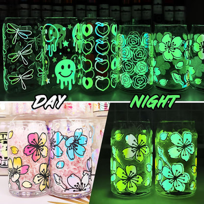 Glow in the Dark Vinyl Permanent Chrome Vinyl, Opal White to Green, 1Ft X 5Ft for Craft Cutter Sign Plotter Decals Scrapbook Lettering DIY Decorations