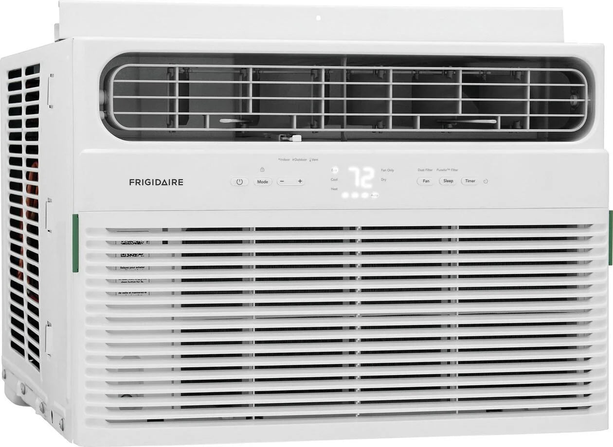 8,000 BTU Window Room Air Conditioner with Supplemental Heat up to 350 Sq Ft, White