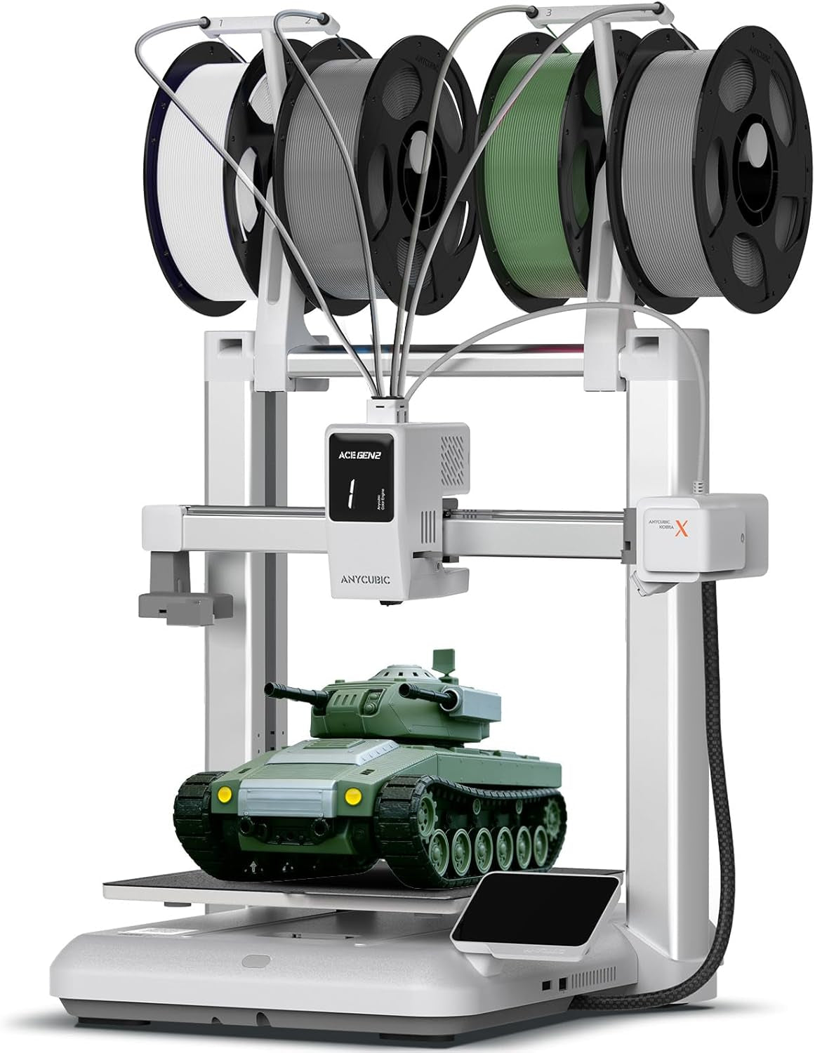 Anycubic Kobra X Multicolor 3D Printer, 2X Faster & Easy One-Click Printing, 600Mm/S High Speed 3D Printers for Beginners & Kids, 4-Color Built-In, 260X260X260M³, Easy to Use FDM 3D Printer