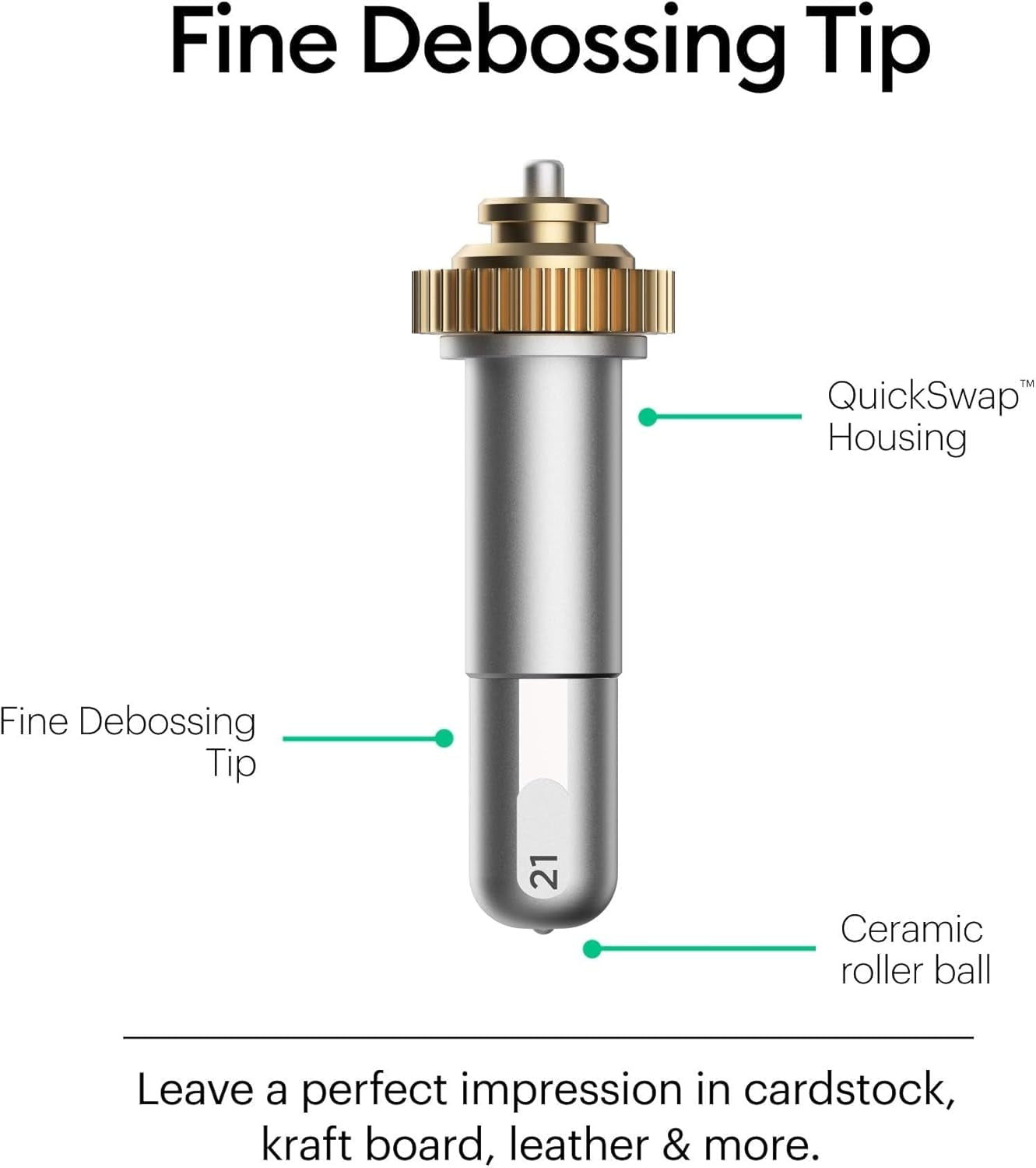 Cricut Fine Debossing Tip + Quickswap Housing, Tip with Rolling Debossing Ball, Deboss Designs on Thick Foil, Cardstock & More, for Personalized Crafts, Compatible with Cricut Maker Cutting Machine