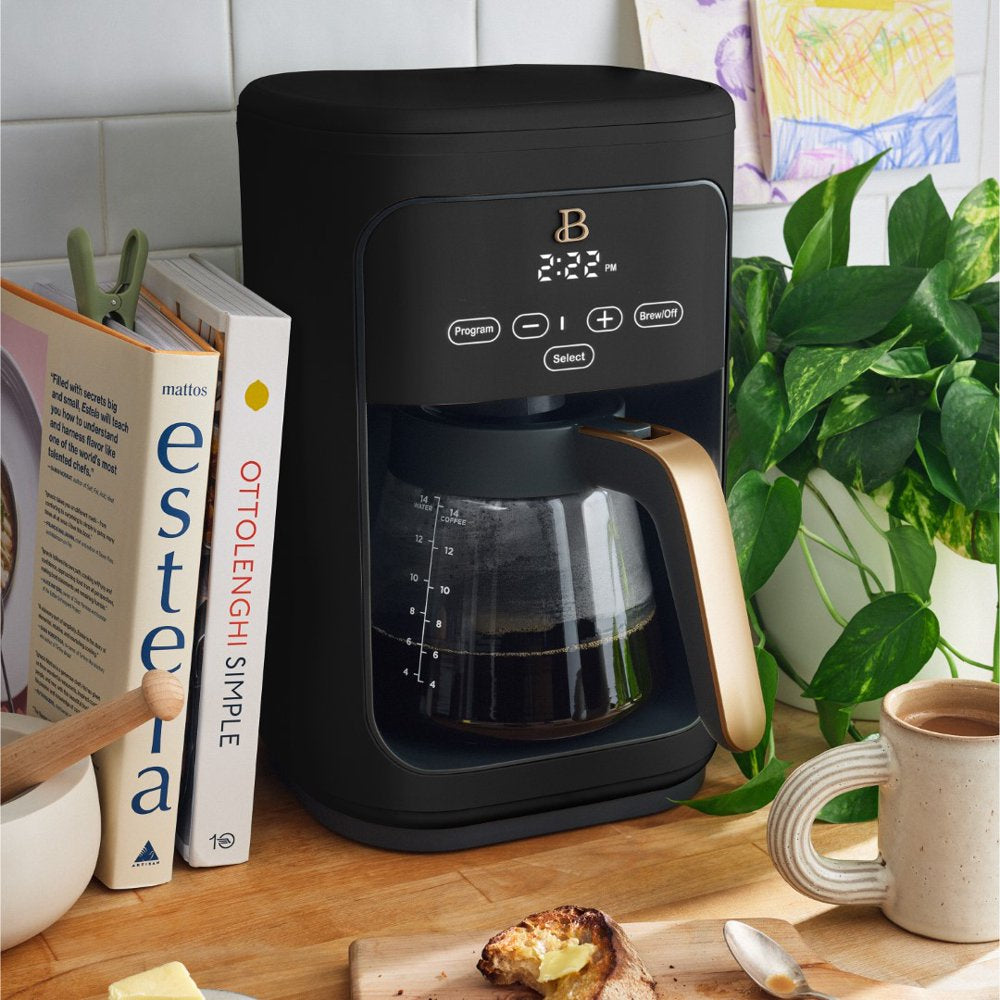 14-Cup Programmable Drip Coffee Maker with Touch-Activated Display, Black Sesame by Drew Barrymore