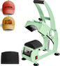 Heat Press Machine for Hats with 2Pcs Interchangeable Heating Platens(5.5"X3.8", 5"X3.4"), Curved Element Press Clamshell, LCD Digital Timer Temperature Control for HTV and Sublimation-Green