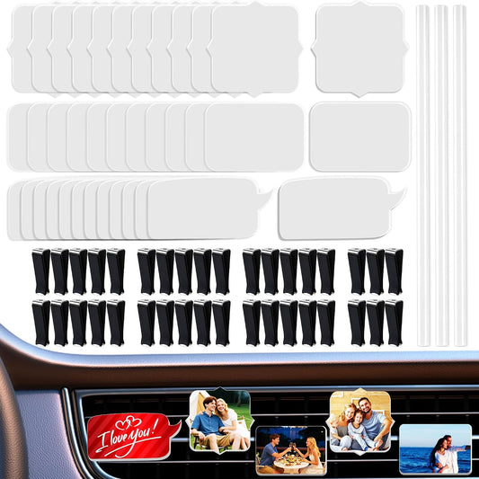 AOUXSEEM 36 Set Car Air Vent Clip Sublimation Blanks PVC Material,Air Freshner Diffuser Aromatherapy Essential Oil Pin Making Kit Supplies,Diy Custom Interior Decor Sublimate Photo/Words/Stylized