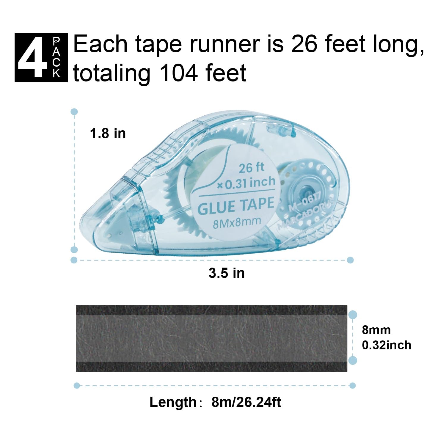 Glue Tape for Scrapbooking, Scrapbook Tape 4 Pcs, Double Sided Tape Roller for Crafts, 26 Ft X 0.31 in Tape Runner, Junk Journal Supplies, Scrapbook Supplies & Craft, Photo, Easter Basket Essentials