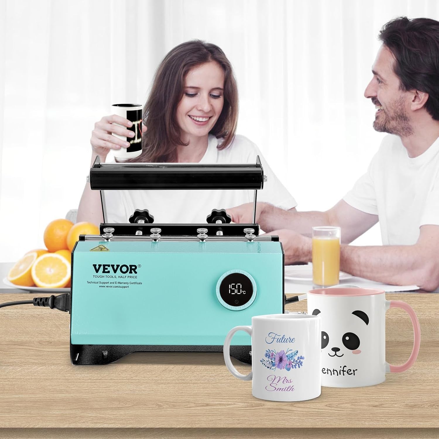 VEVOR Tumbler Heat Press Machine, Tumbler Press for 30OZ 20OZ Sublimation Straight Skinny Tumblers, with Knob Control Temp&Timer Setting for 11-16Oz Mugs, Mug Press with Paper Heat Tape Gloves-Green