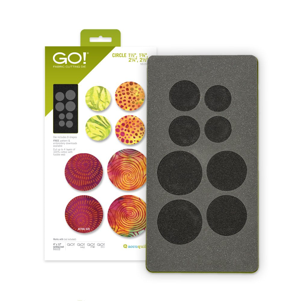 GO! Circles 1-1/2", 1-3/4", 2-1/4" & 2-1/2" Fabric Cutting Applique Die