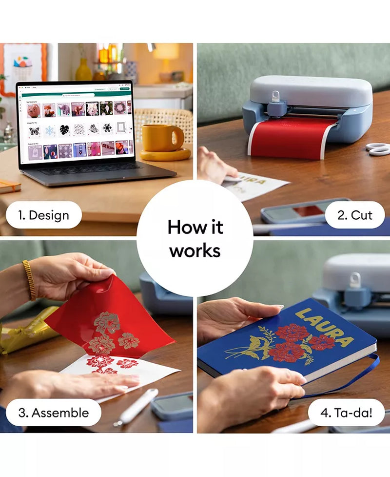 Joy 2 Rainbow Essential Bundle - Compact Smart Cutting Machine with Smart Vinyl, Smart Iron On, Cardstock, Insert Cards and Printable Vinyl