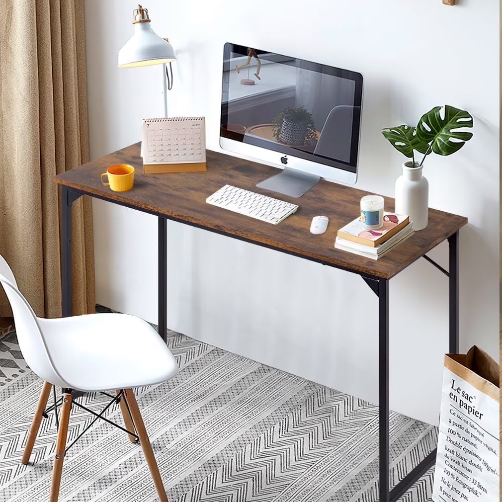 39 Inch Computer Desk Modern Writing Desk, Simple Study Table, Industrial Office Desk, Sturdy Laptop Table for Home Office, Vintage