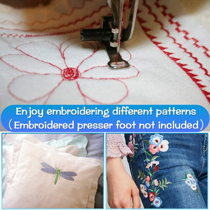 Portable Sewing Machine Computerized Embroidery Sewing Machine with 200 Unique Built-In Stitch and 8 Buttonholes