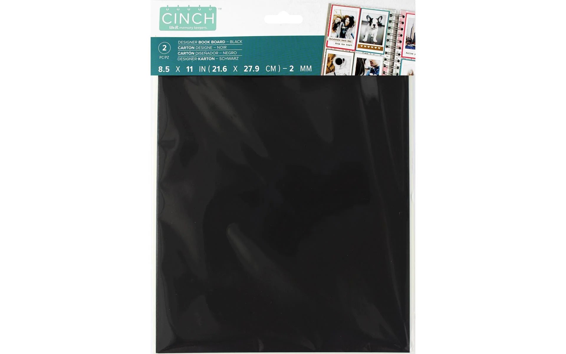 We R Cinch Book Board 8.5"X11" 2/Pkg-Black