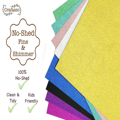 No-Shed Shimmer Glitter Cardstock, 12" X 12" 300Gms, 15 Sheets, Light Blue