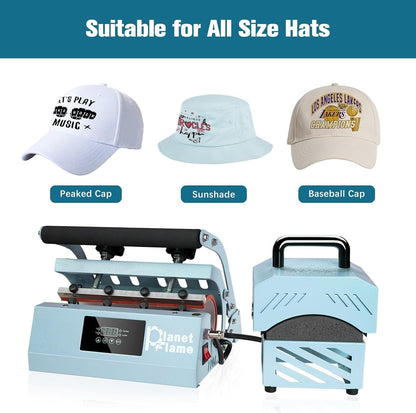 Tumbler and Hat Heat Press Machine, 2-In-1 Combo Machine for Cup and Cap with Gloves and High Temp Heat Resistant Tape for 11Oz-30Oz Sublimation Tumbler and All Caps, Blue