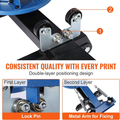 Screen Printing Machine, 4 Color 1 Station 360° Rotable Silk Screen Printing Press, 21.2X17.7In / 54X45Cm Screen Printing Press, Double-Layer Positioning Pallet for T-Shirt DIY Printing