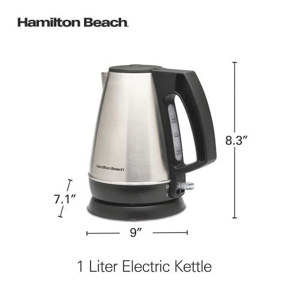 1 Liter Electric Kettle, Stainless Steel and Black, New, 40901F