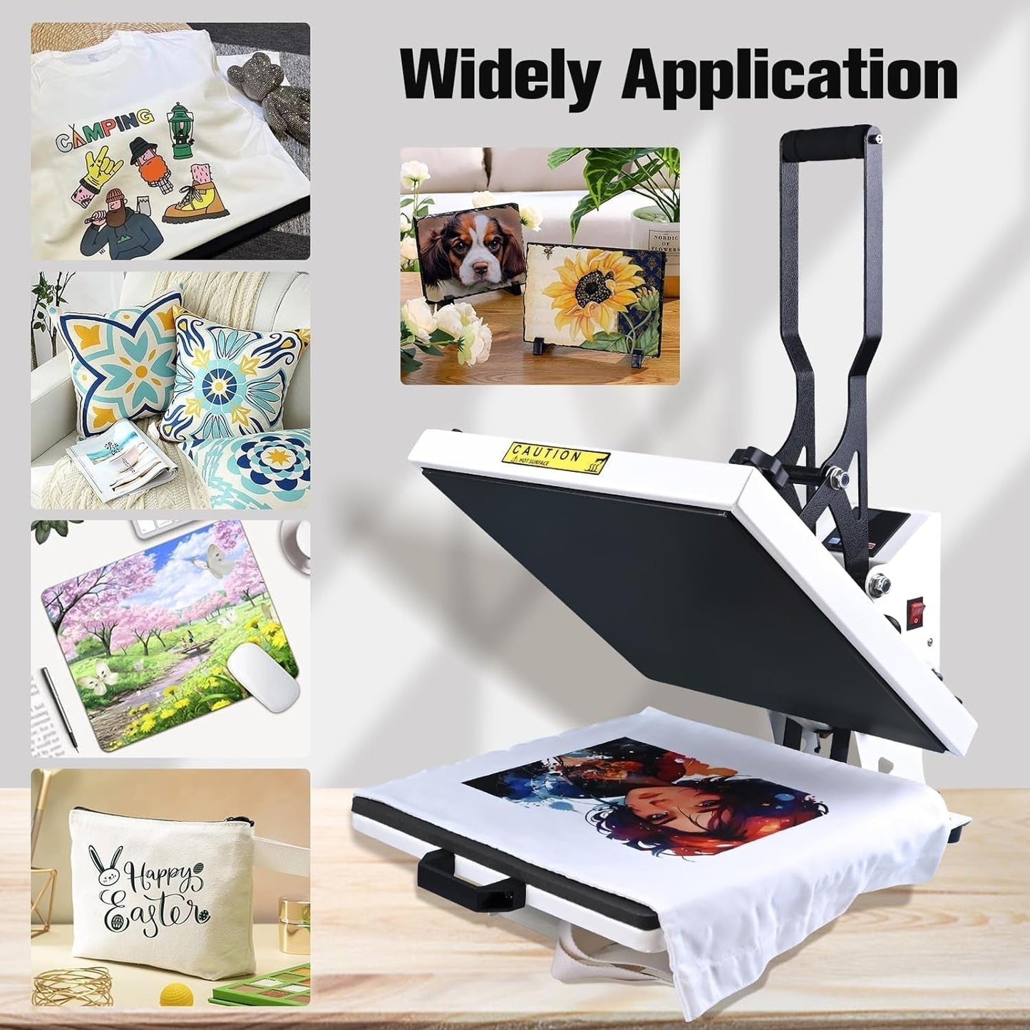 Heat Press Machine for T-Shirt 15X15, Digital Industrial Quality Heat Press Machine Clamshell Transfer Sublimation Print Press Machine White