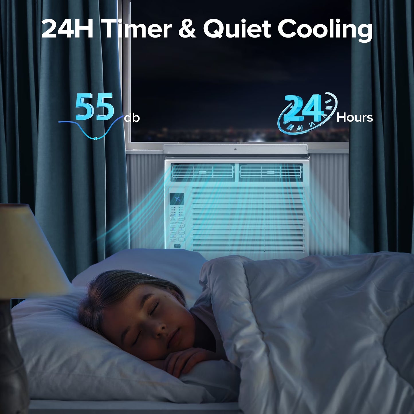 6,000 BTU Window Air Conditioner with Remove Control , for Room AC Unit Air Conditioner Easy Installation, Cools up to 250 Sq. Ft