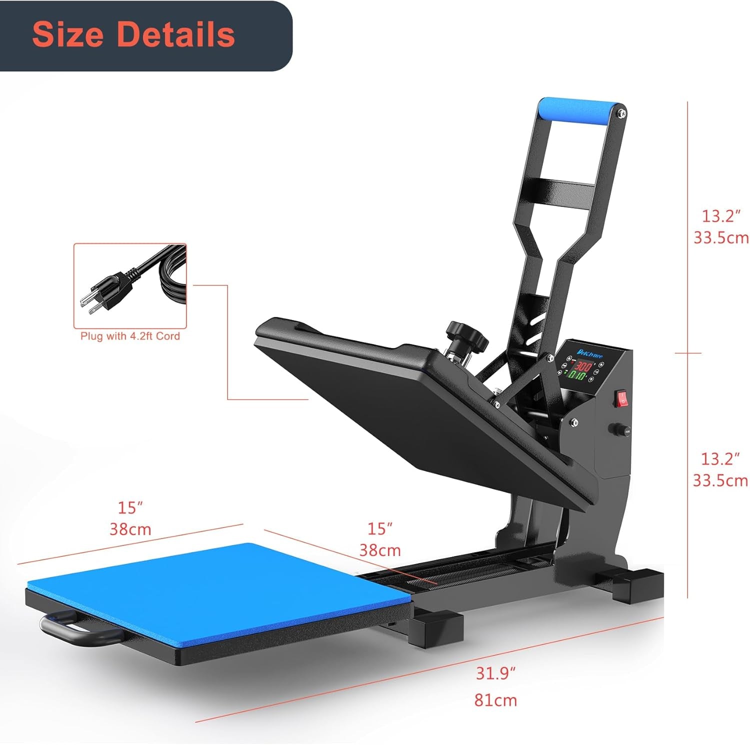 Delclynee 15" X 15" Slide Out (12.25") Heat Press Machine for T Shirts, Clamshell Pull Out Lower Platen, Industrial-Quality Digital Sublimation Printer for Heat Transfer Vinyl