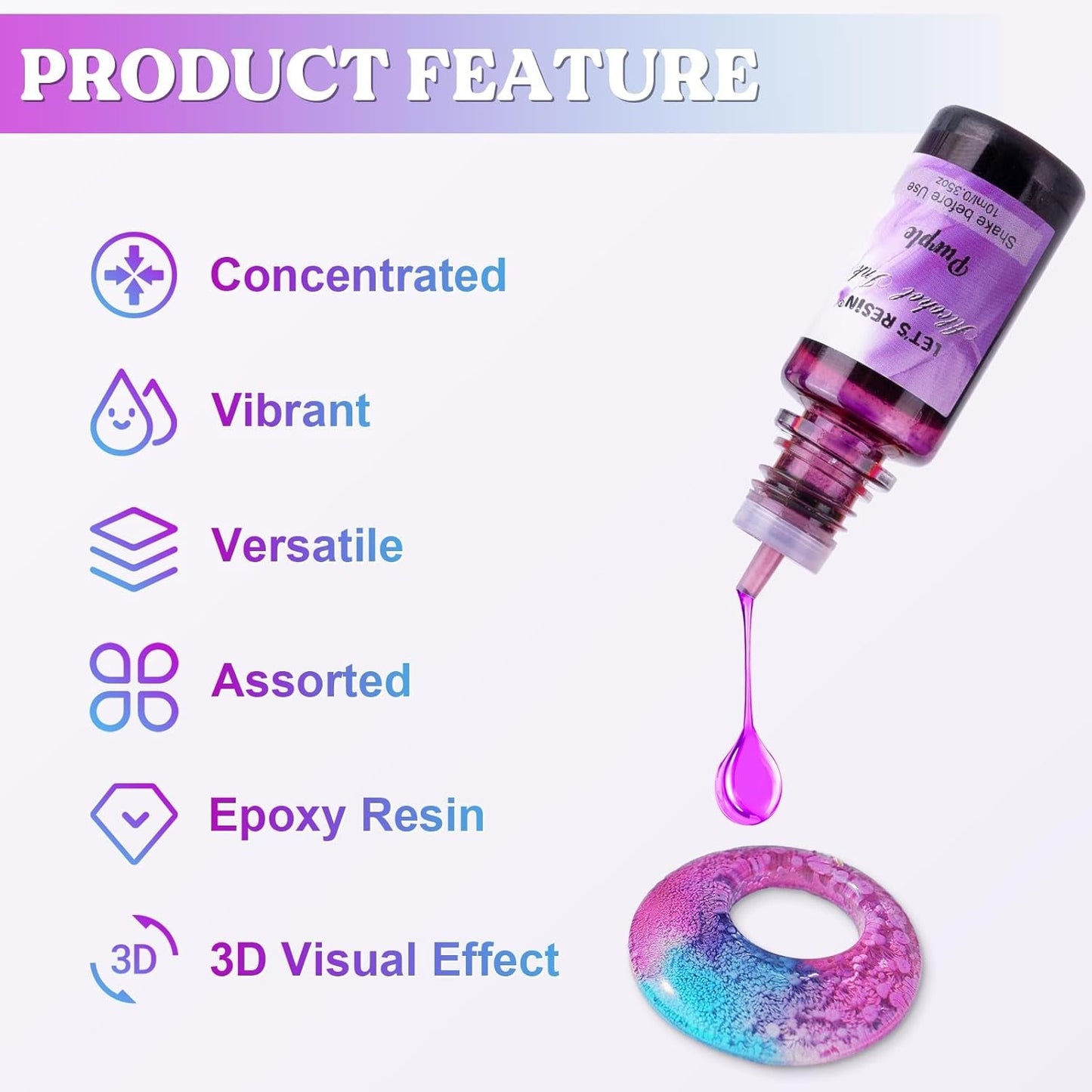 LET'S RESIN 48Pcs Concentrated Alcohol Ink Set, Vibrant Colors Alcohol-Based Resin Ink for Epoxy Resin, Alcohol Paint Dye for Resin Art, Tumblers, Epoxy Resin (Each 0.35Oz)