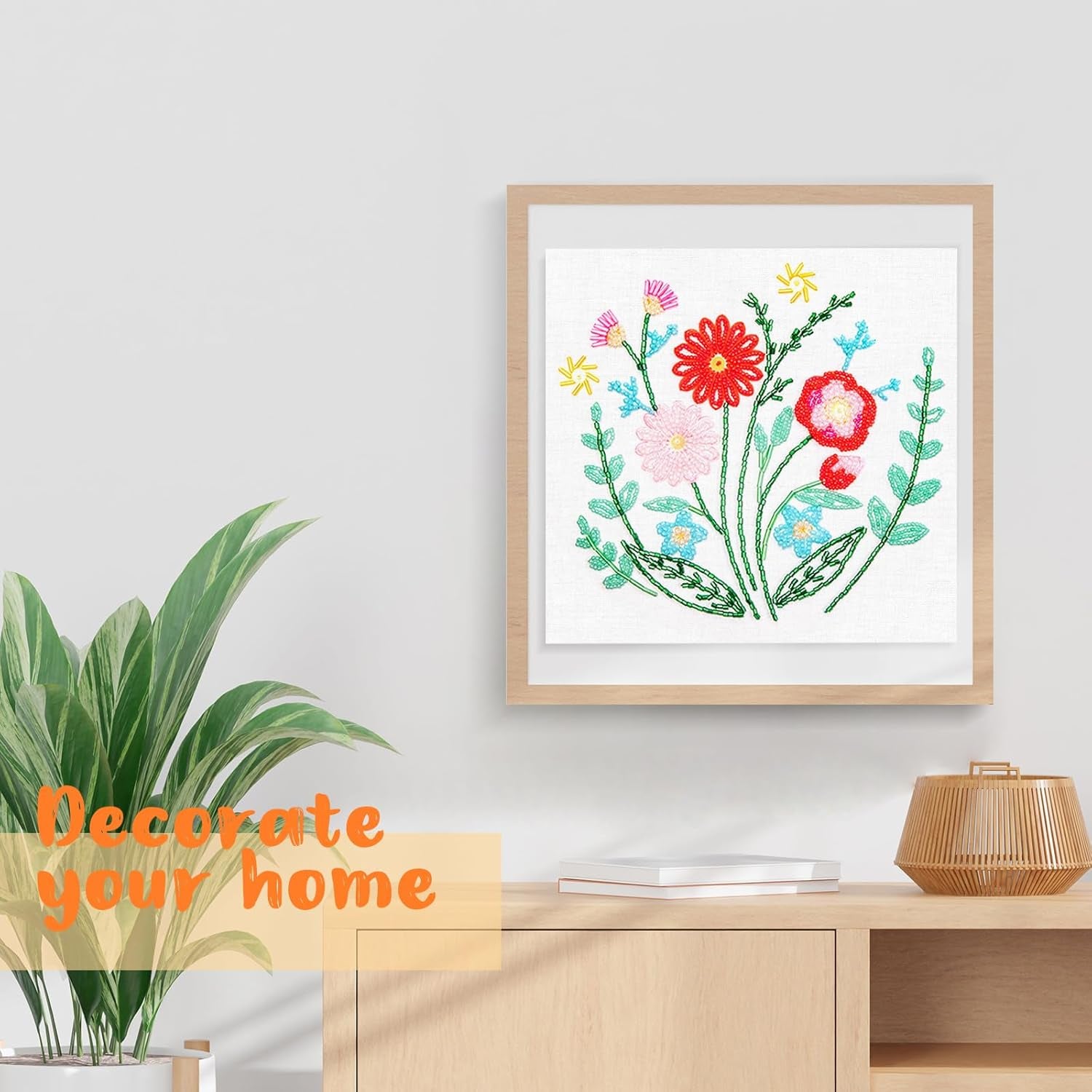 Bead Embroidery Kit for Beginners 3 Sets Bling Bling Bead Embroidery Kit with Step by Step Stitch Video & Instructions, Three-Dimensional Starter Embroidery Set with 19 Stitches for Gift